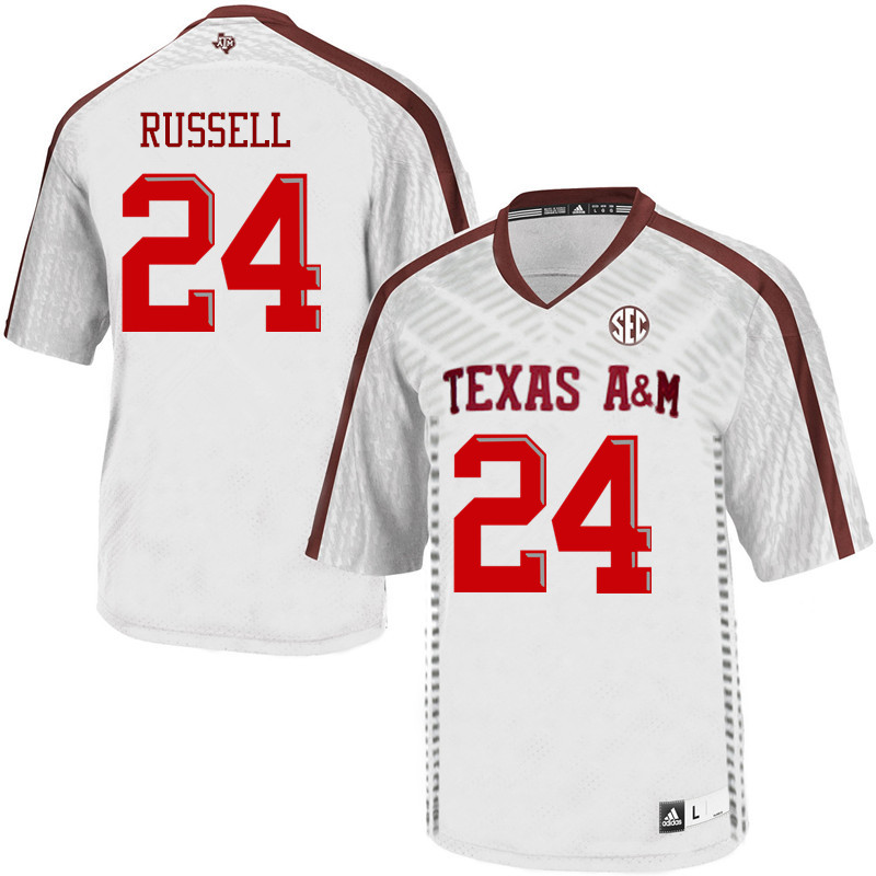 Men #24 Chris Russell Texas A&M Aggies College Football Jerseys Sale-White - Click Image to Close